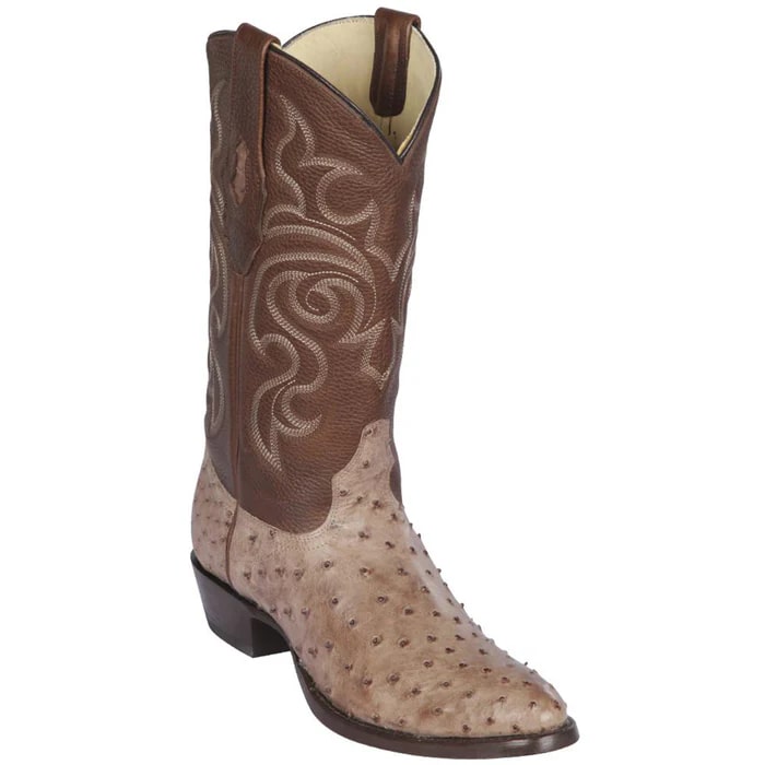 Los Altos Boots - Mens Dress Cowboy Boot - Low Priced Moka Ostrich Boots R-Toe-  in Moka - 6