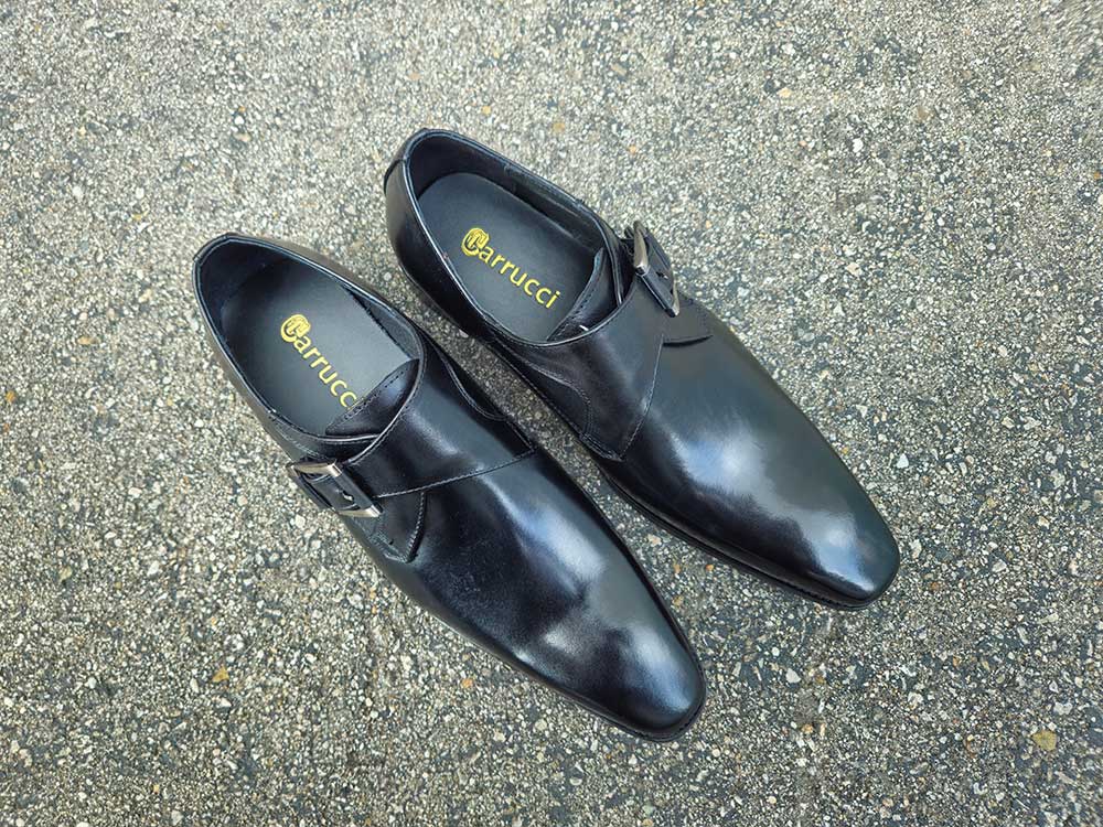 Monk Strap Buckle Leather Shoes - 7.5