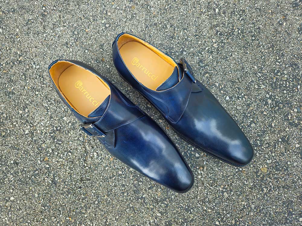 Monk Strap Buckle Leather Shoes - 7.5