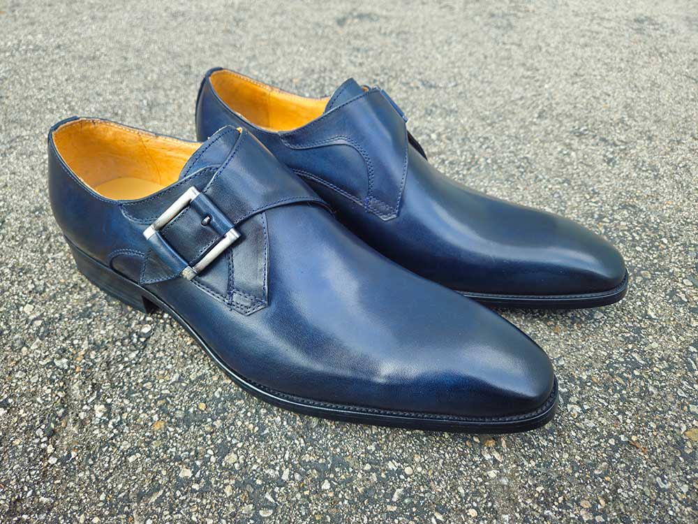 Monk Strap Buckle Leather Shoes - 7.5