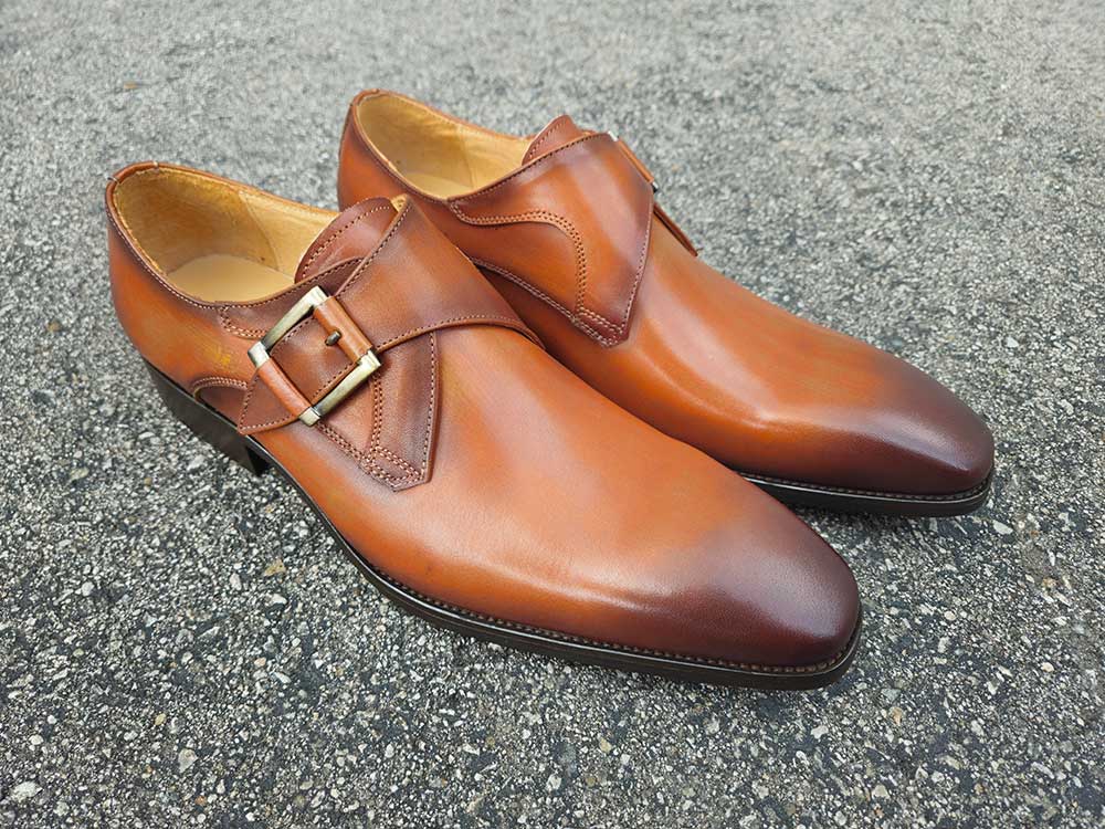 Monk Strap Buckle Leather Shoes - 7.5