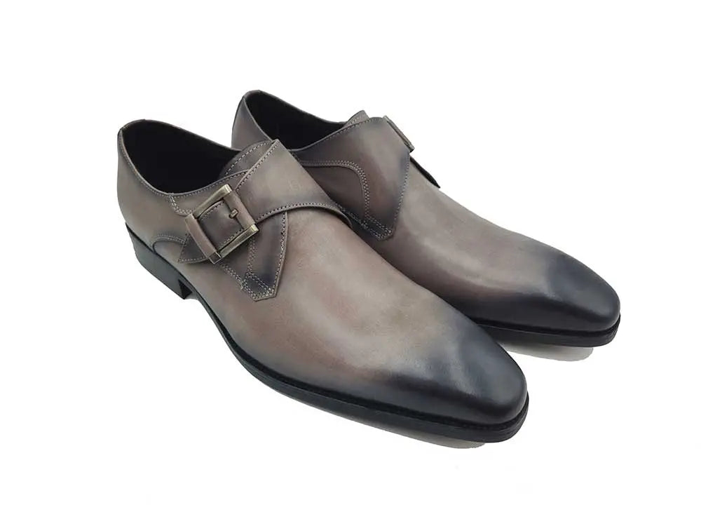 Monk Strap Buckle Leather Shoes - 7.5