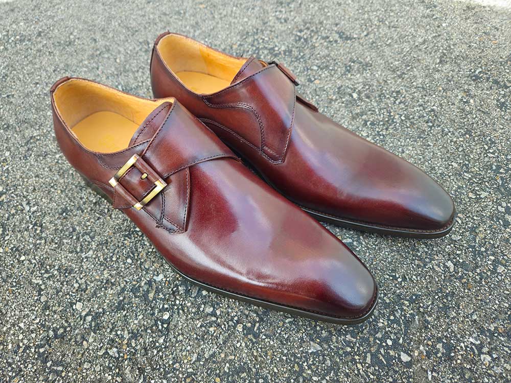 Monk Strap Buckle Leather Shoes - 7.5