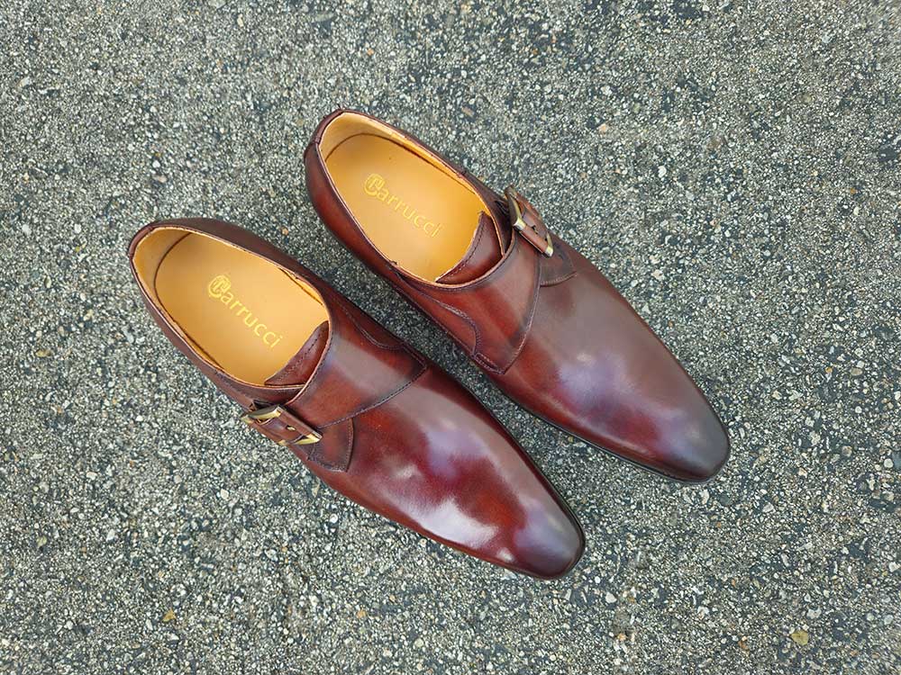 Monk Strap Buckle Leather Shoes - 7.5