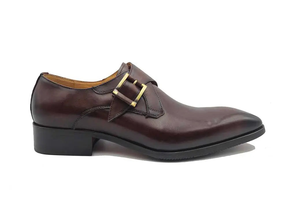 Monk Strap Buckle Leather Shoes - 7.5