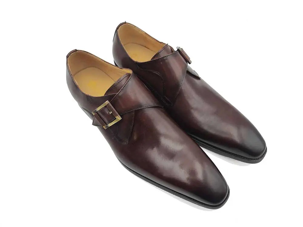 Monk Strap Buckle Leather Shoes - 7.5