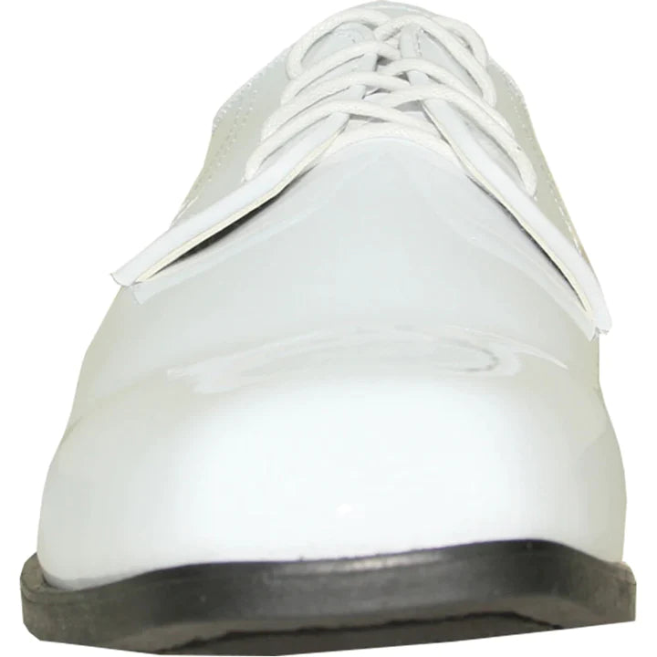 Mens Classic Formal Shiny Patent Tuxedo Shoe In White