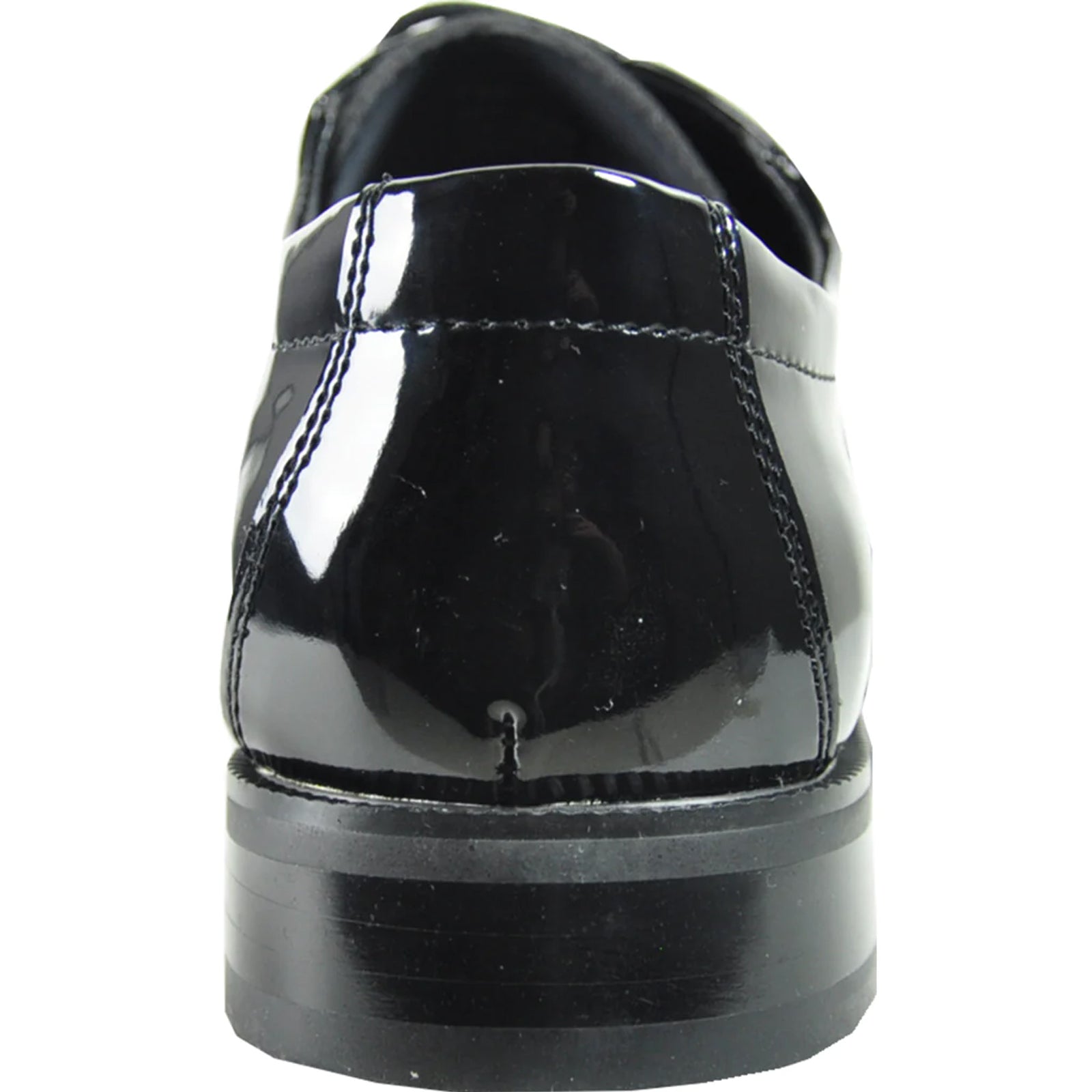 "Black Patent Tuxedo Shoe - Men's Plain Round Toe Style" - 6.5M