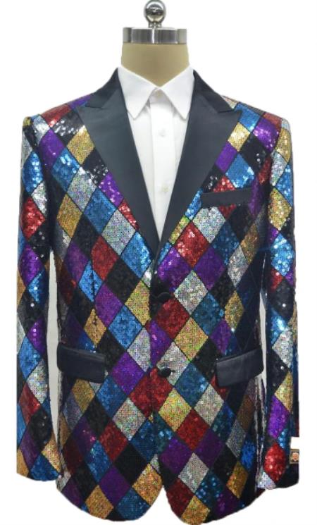 Sequin Tuxedo - Mens Blazer - Multi Dinner Jacket - Shiny Tuxedo Jacket