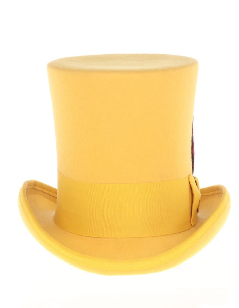 Victorian Steampunk Top Hat - 1800 19th Century - Dressy Loden Felt Top Mustard Hat - S