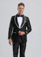 Men's Fancy Black Floral Paisley Prom 2025 Tuxedo with Gold Trim