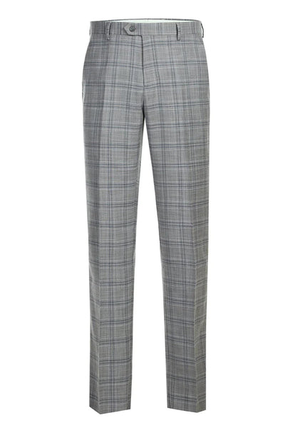 "Classic Fit Men's Two-Button Suit in Light Grey  Plaid"