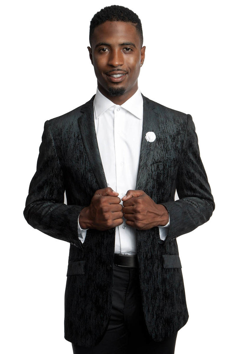 "Men's Slim Fit Tie Dye Gradient Sports Coat - Black Fashion Jacket"