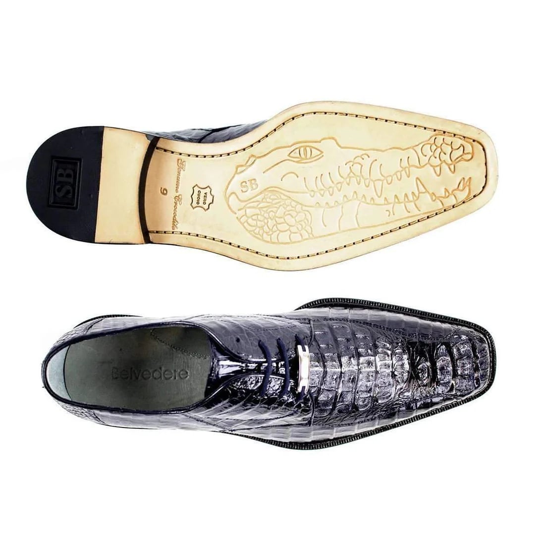 Belvedere Chapo Exotic Crocodile Hornback Oxfords - 9