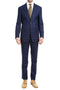 Yves Navy Blue Plaid Check Men's Premium 2pc Premium Wool Slim Fit Suit