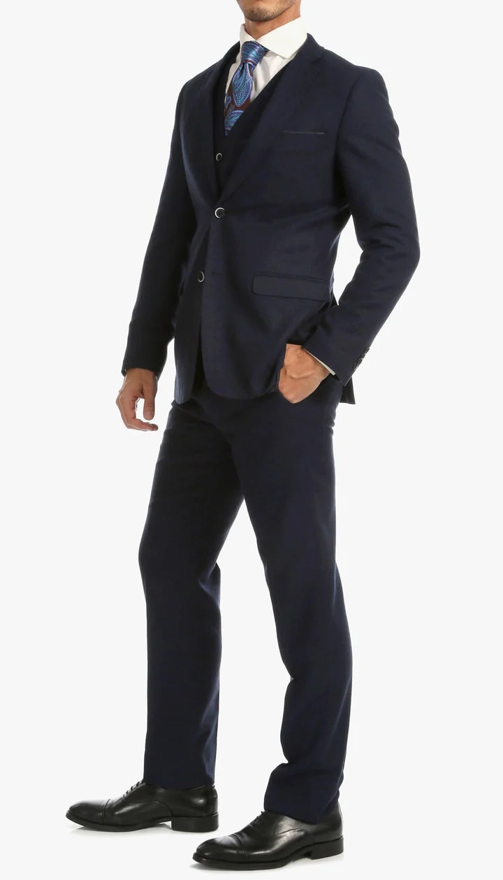 1920's Men's Clothing - Tweed Suit - Herringbone 1920s Mens Suit  - Vintage Navy Tweed  Suit - 38 Short Jacket+32 Waist Adjustable 28to34)(Height: 5 4 to5 7 )(Neck  15-16.5)S-M)