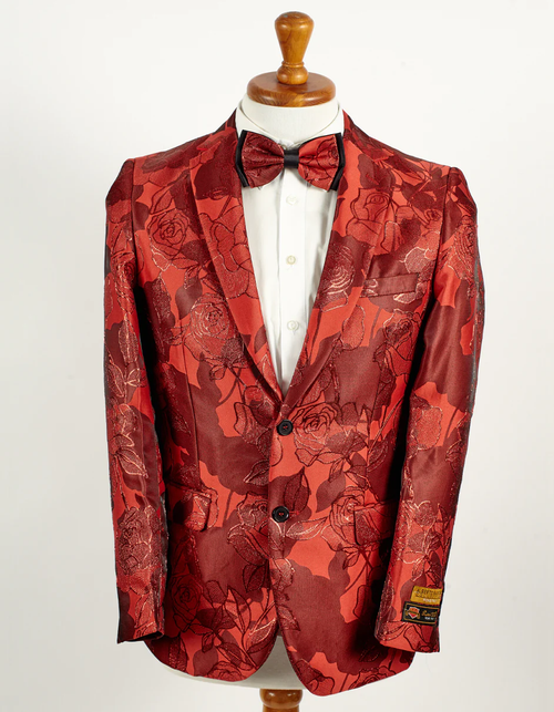 Best  Mens 2 Button Red Floral Paisley Prom 2026 & Wedding Blazer  - For Men  Fashion Perfect For Wedding or Prom 2026 or Business  or Church