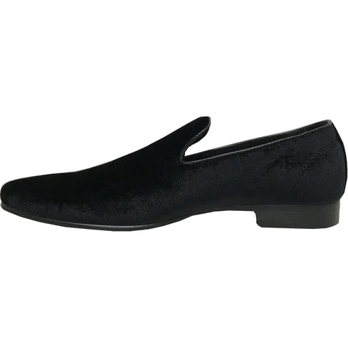 "Black Velvet Tuxedo Loafer - Modern Men's Slip-On Style"