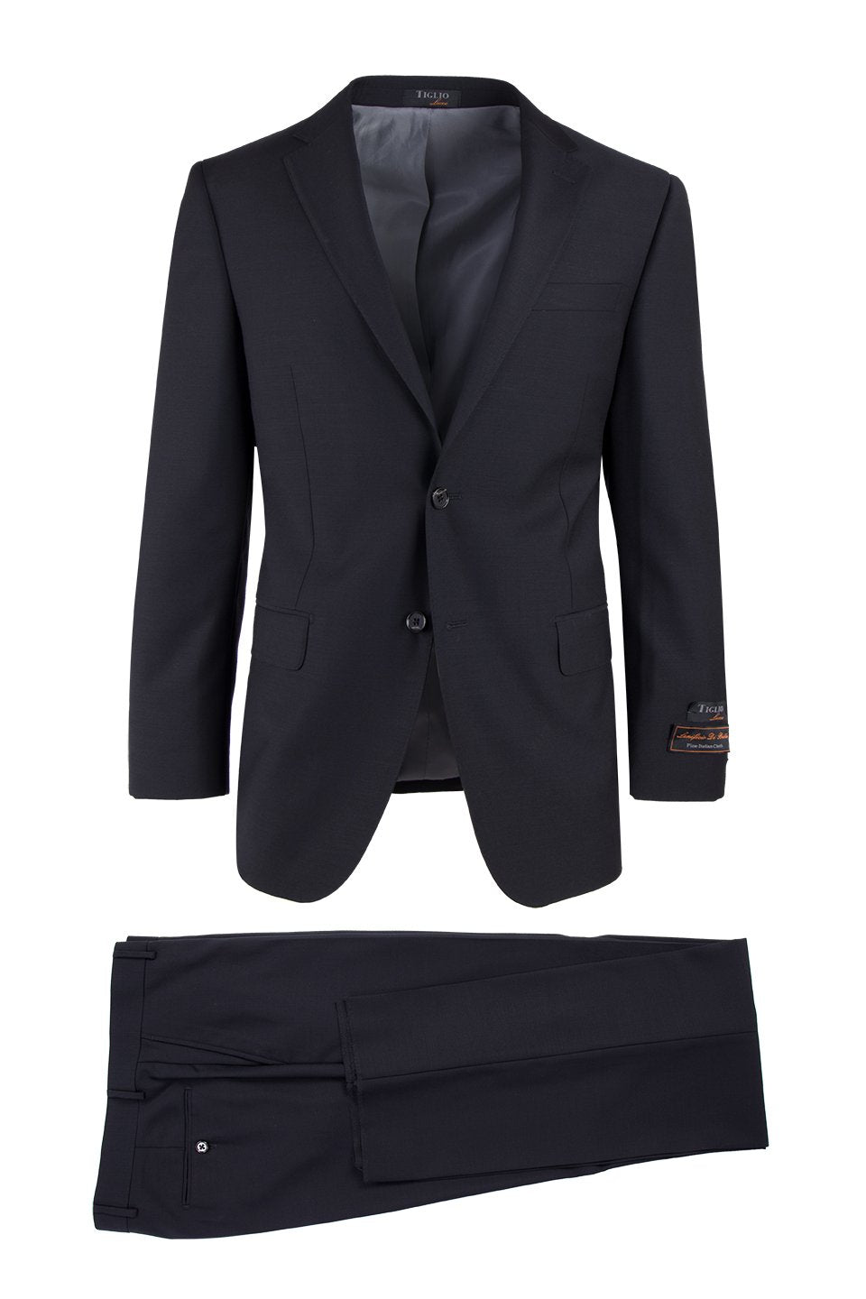 Novello Black, Modern Fit, Pure Wool Suit by Tiglio Luxe - Black