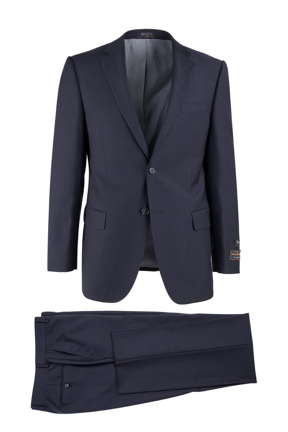 Novello Navy, Modern Fit, Pure Wool Suit by Tiglio Luxe - 36S