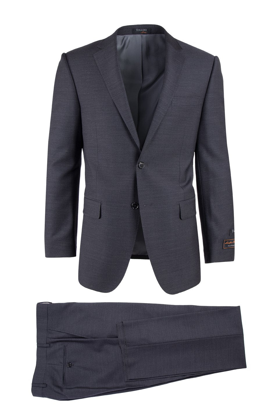 Novello Charcoal Gray, Modern Fit, Pure Wool Suit by Tiglio Luxe - Default Title