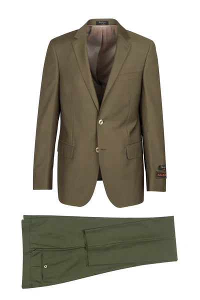 Novello Olive, Modern Fit, Pure Wool Suit by Tiglio Luxe - Olive - 36S