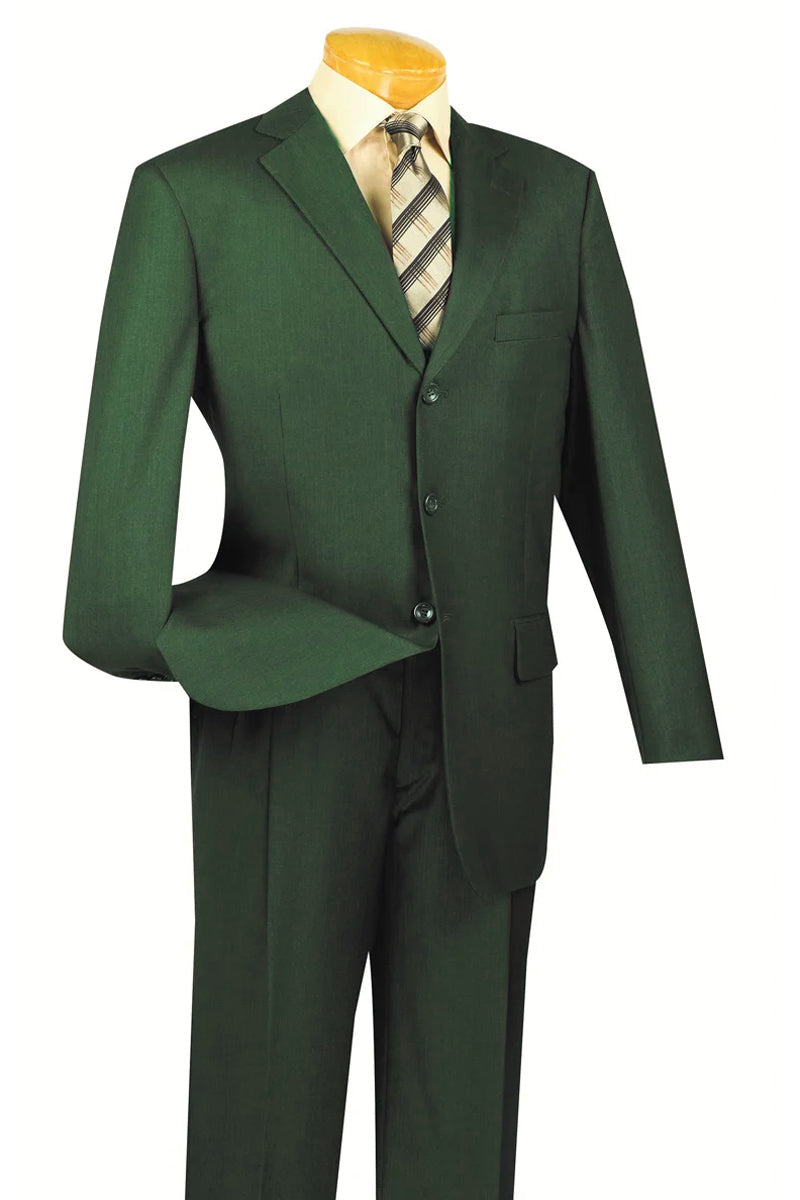 "Classic Men's 3-Button Regular Fit Suit - Olive Green"