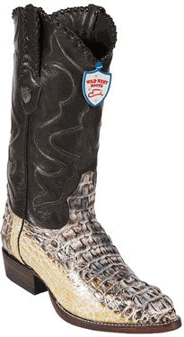 Wild West Natural J-Toe Caiman ~ World Best Alligator ~ Gator Skin Hornback Cowboy Boots - 6EE