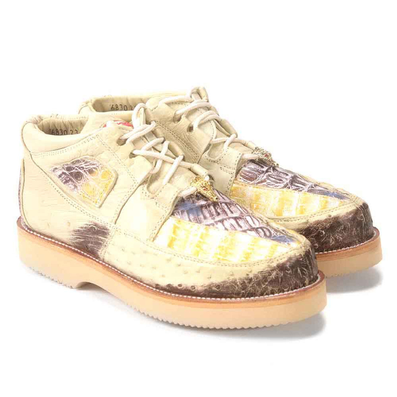 Los Altos Casual Natural Caiman & Ostrich Skin Sneakers - 8