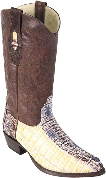 J Toe Cowboy Boots - J Toe Western Boots - Original Brown Caiman (Gator) Tail LeatherJ-Toe Boot - 6 Wide