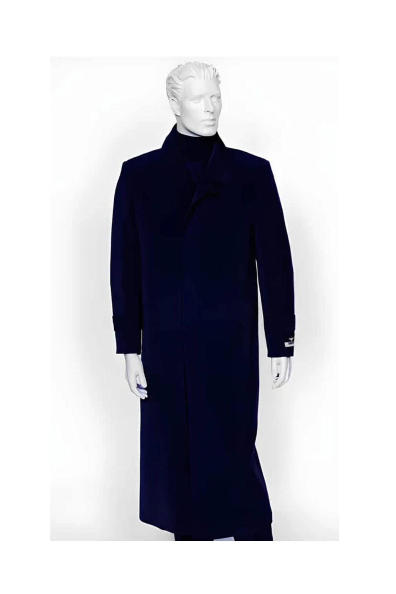 men's Navy 4 Buttons Full Length All Weather Coat Duster Maxi Coat - Coat Size 38