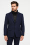 Mens Navy Cashmere and Wool Blazer with Quilted Zip-Up Inner Layer - Two Button Style Notch Lapel