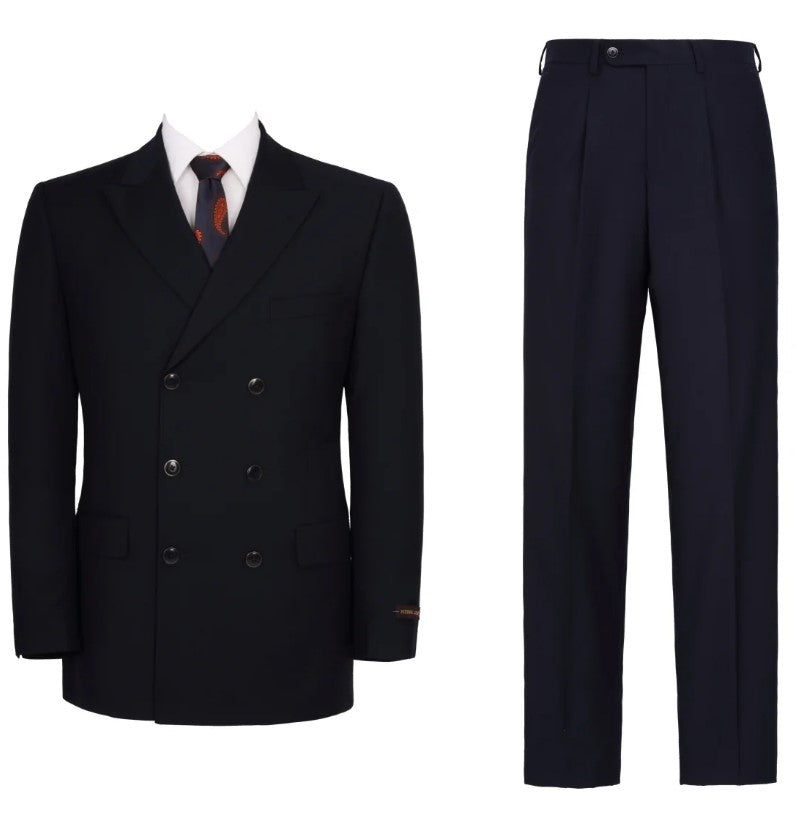 Mens Double Breasted Suit 2-Piece Classic Fit Suit Black