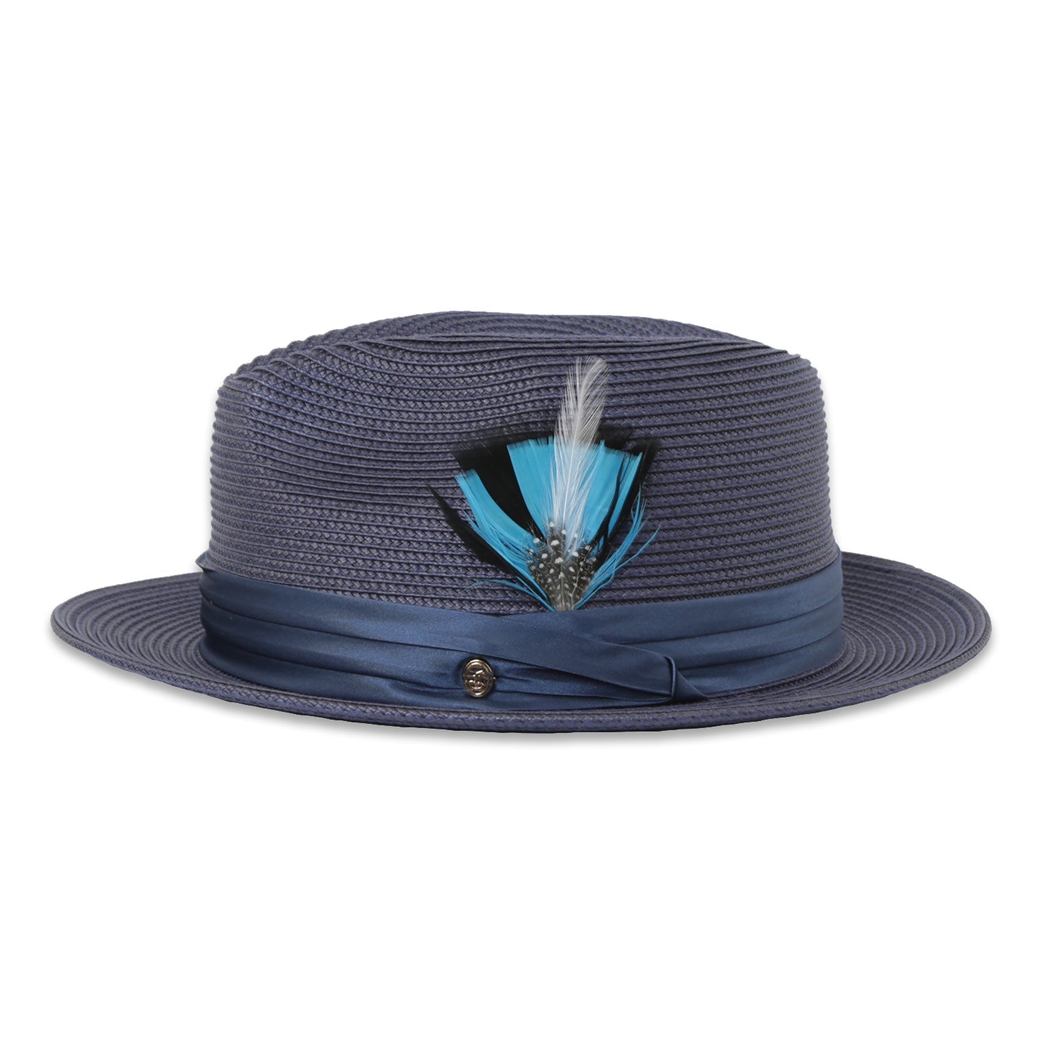 Tapa Crushable Straw Hat Fedora in Navy - Small