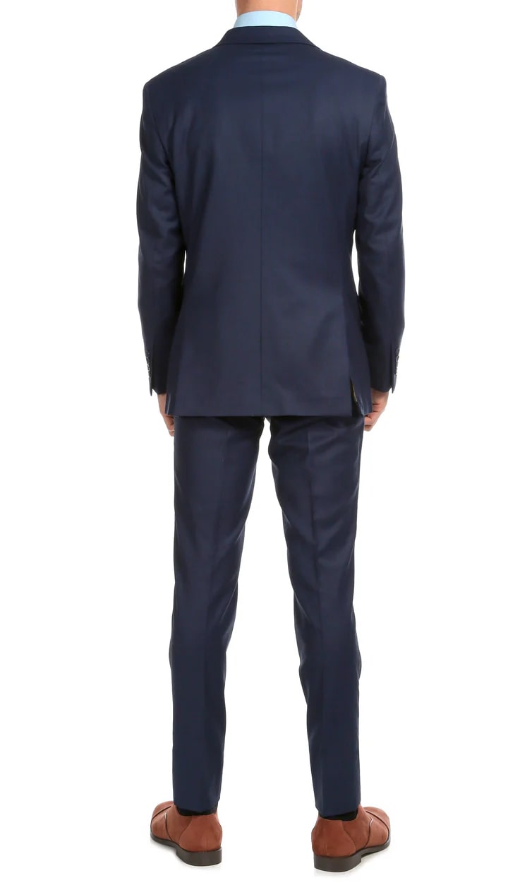 Mason Navy Men's Premium 2pc Premium Wool Slim Fit Suit - 38 Short Jacket+32 Waist Adjustable 28to34)(Height: 5 4 to5 7 )(Neck  15-16.5)S-M)