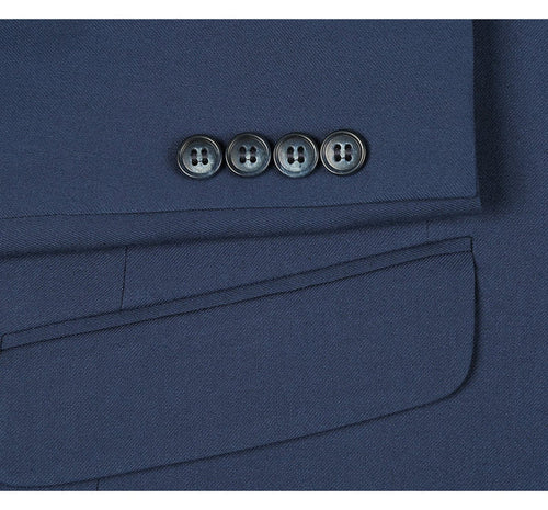 Cheap priced Suit  - Mens Two Button Slim Fit Hack Pocket Navy Suit blue