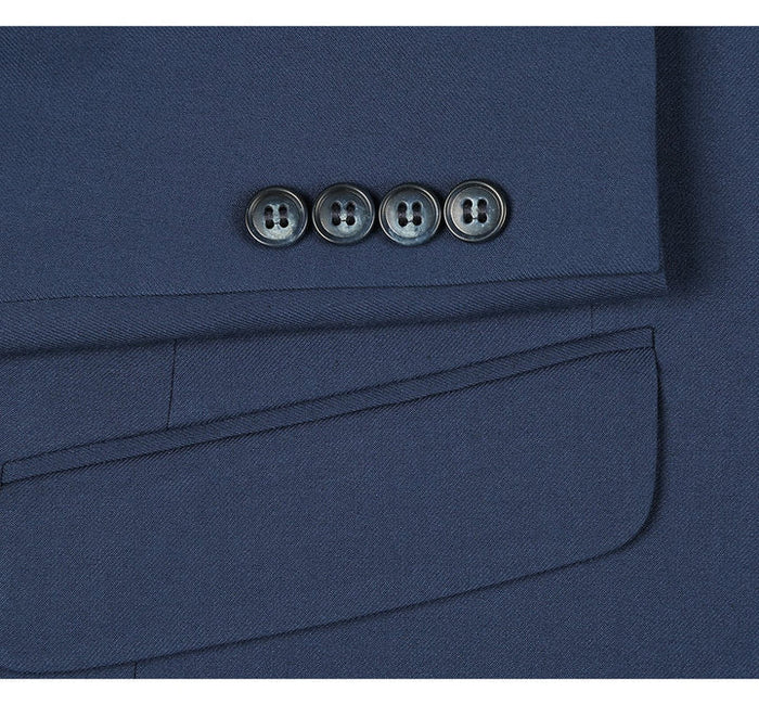 Cheap priced Suit  - Mens Two Button Slim Fit Hack Pocket Navy Suit blue