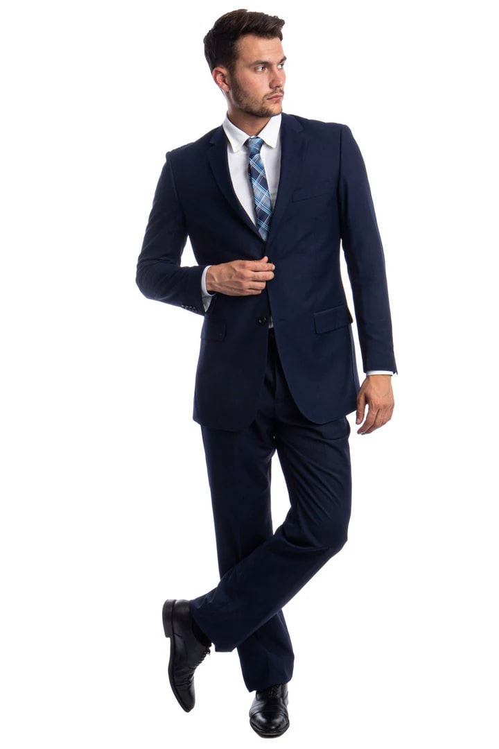 Cheap Priced Suit - Men's Two Button Basic Modern Fit Business Navy Blue Suit - 38 Short Jacket+32 Waist Adjustable 28to34)(Height: 5 4 to5 7 )(Neck  15-16.5)S-M)