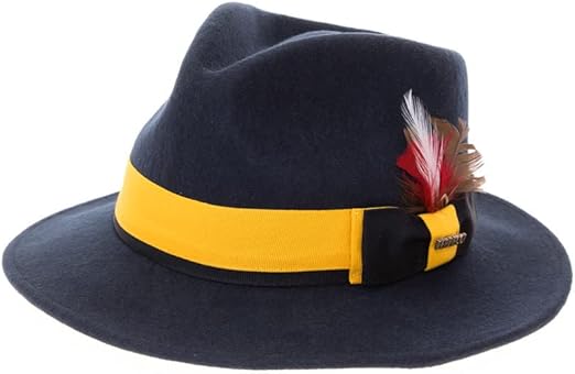 Grayson Fedora Crushable 100% Australian Wool Traveler Two Tone Navy Hat - Small