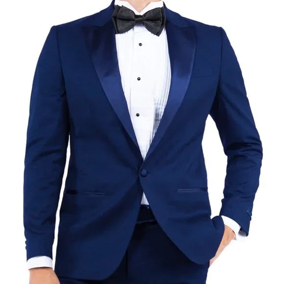 Peak Lapel  Tuxedo Separates Coat, Navy by ZeGarie