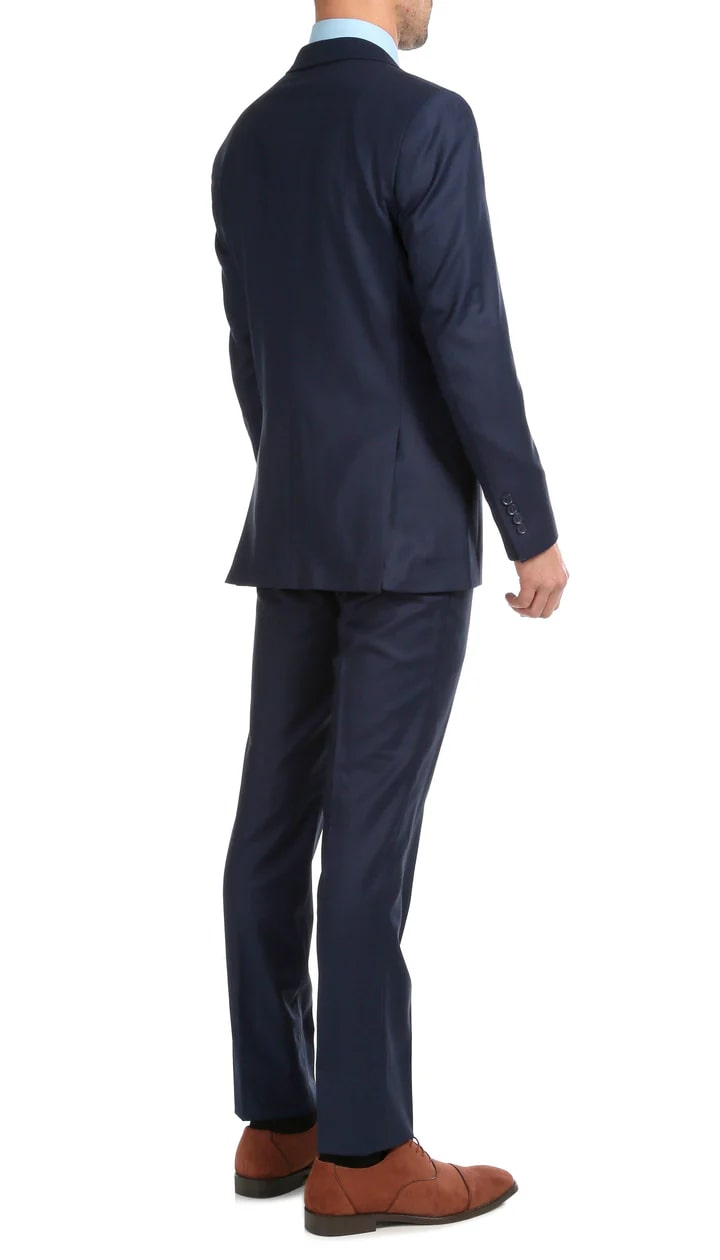 Mason Navy Men's Premium 2pc Premium Wool Slim Fit Suit - 38 Short Jacket+32 Waist Adjustable 28to34)(Height: 5 4 to5 7 )(Neck  15-16.5)S-M)