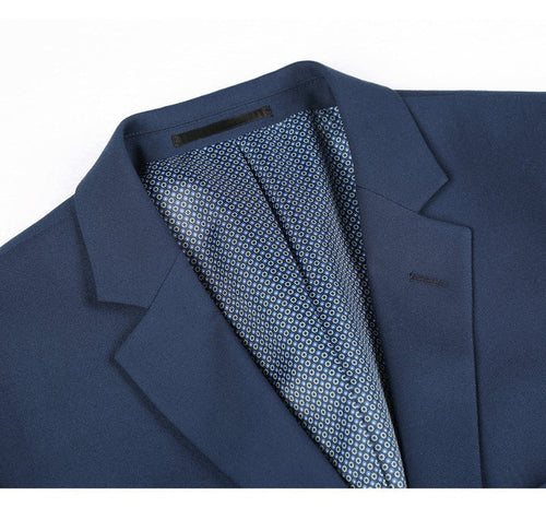 Cheap priced Suit  - Mens Two Button Slim Fit Hack Pocket Navy Suit blue