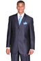 Cheap Priced Suit  - Mens 3 Button Peak Lapel Shiny Sharkskin Micro Pinstripe Navy Suit
