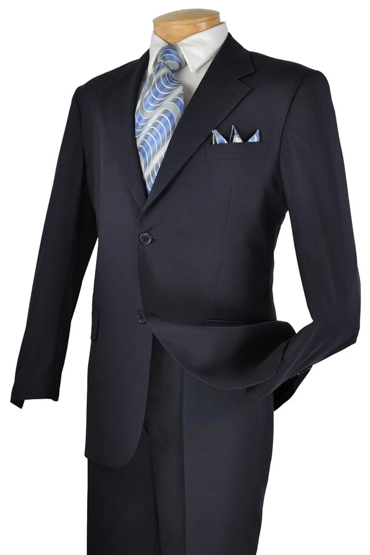 Cheap Suit - Mens 2 Button Classic Poplin Navy Suit