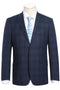 Cheap priced Suit- Mens Two Button Slim Fit Two Piece Hack Pocket Stretch Navy Suit  Windowpane Plaid