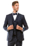 Cheap priced Suit - Men's Two Button Vested Vintage Style Tweed Wedding Navy Suit