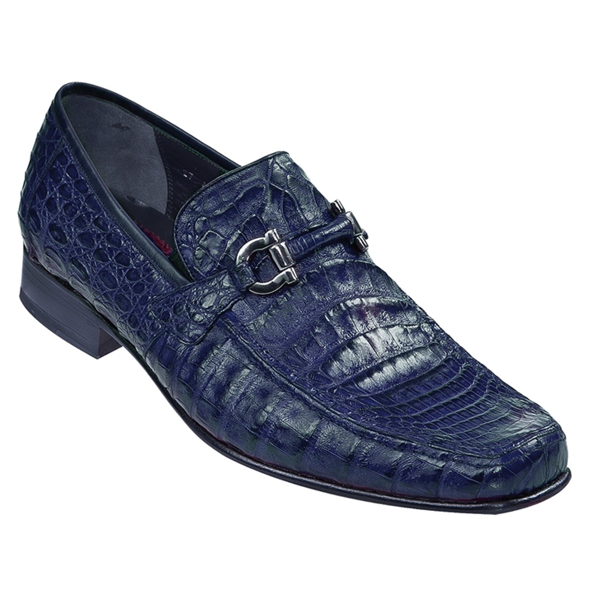 Los Altos Slip-On Navy Genuine Caiman Crocodile Belly Loafers - 8-M