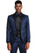 Cheap priced Suit- Men's One Button Slim Fit Paisley Wedding & Prom 2025 Navy Tuxedo