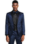 Cheap priced Suit- Men's One Button Slim Fit Paisley Wedding & Prom 2025 Navy Tuxedo