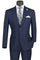 Cheap Priced Suit- Mens 2 Button Modern Fit Peak Lapel Plaid Navy Suit